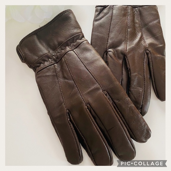Used 1XmWoman’s Super Soft Brown Fleece Lined Leather Gloves - Picture 2 of 5